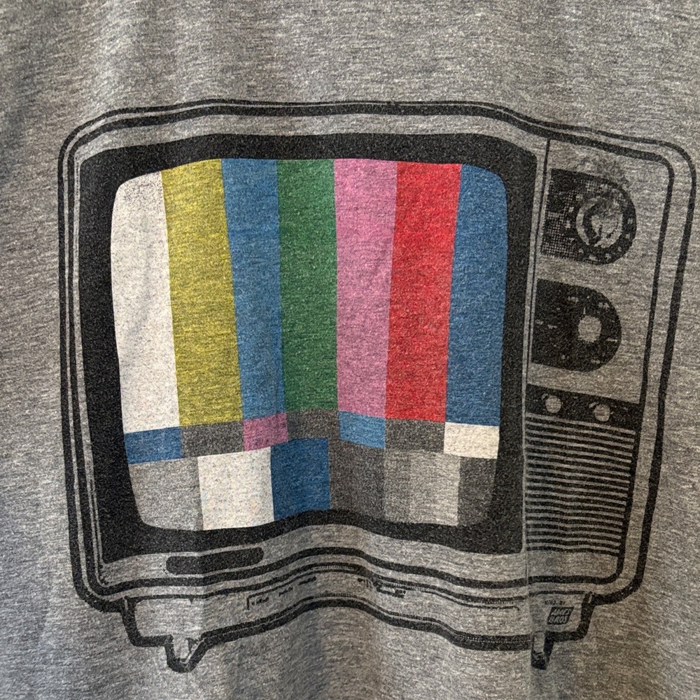 Ames Bros Retro TV Test Pattern Graphic Tee Heather Grey Size M Collectible - Picture 3 of 5